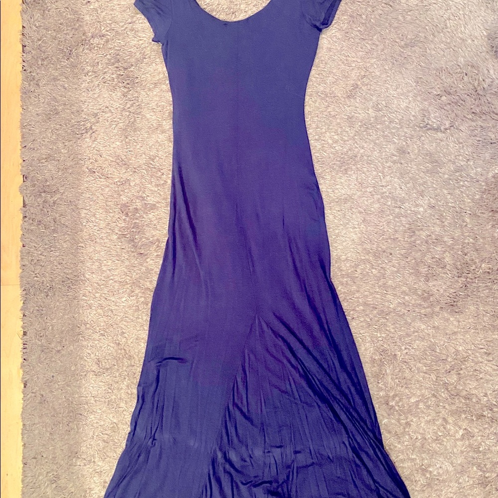 Blue Maxi Dress w/1 Side Slit